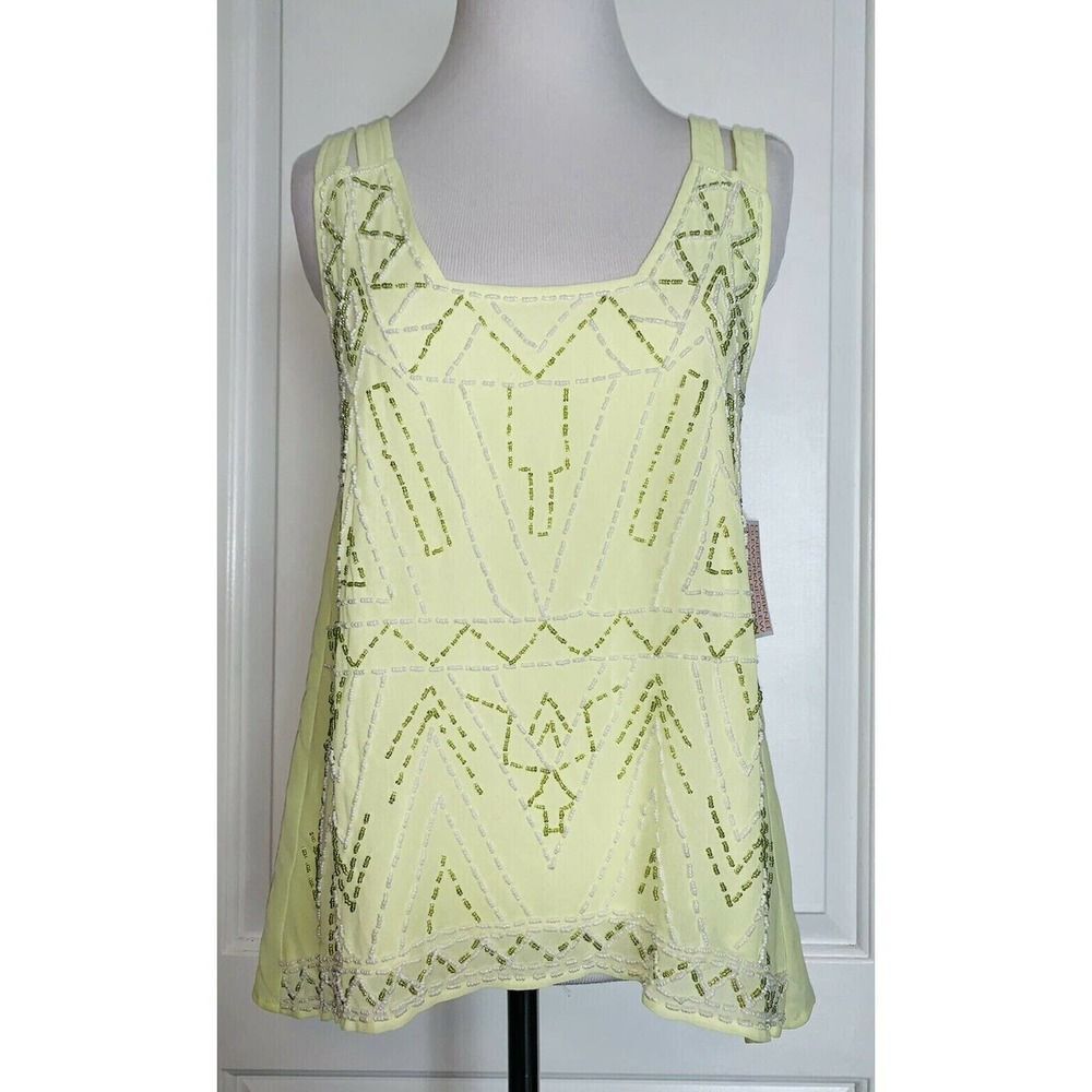 $98 Sadie & Sage Los Angeles Boutique Beaded Sleeveless Blouse Top NEW Boho M